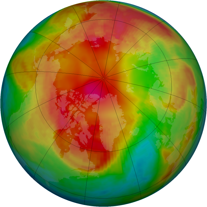 Arctic ozone map for 18 February 1991